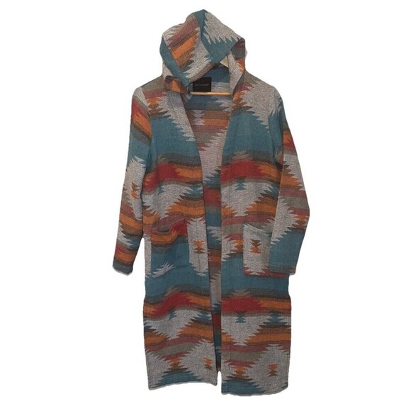 Dictionary Jacket Womens Small  Aztec Western Blanket Soft Cozy Trench Riding - Picture 1 of 9
